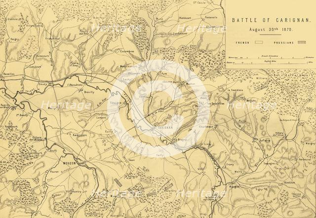 Map of the Battle of Carignan, 30 August 1870, (c1872).  Creator: R. Walker.