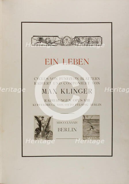 Title Page: A Life, 1884. Creator: Max Klinger.