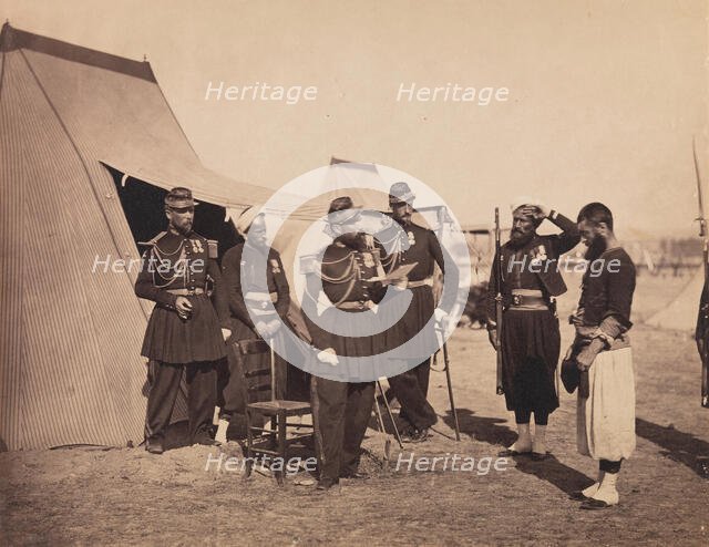 [Zouaves, Camp de Châlons], 1857. Creator: Gustave Le Gray.