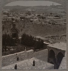 'Zion Gate. The Mount of Olives and Mount Scopus in the distance', c1900. Artist: Unknown.