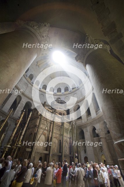 Church of the Holy Sepulchre, Fourteenth station of the Cross, Via Dolorosa, Jerusalem, Israel.  Artist: Samuel Magal