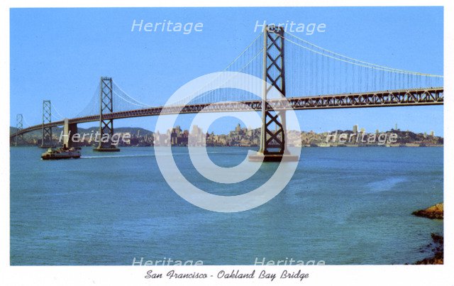 San Francisco-Oakland Bay Bridge, California, USA,1957. Artist: Unknown