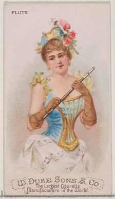 Flute, from the Musical Instruments series (N82) for Duke brand cigarettes, 1888., 1888. Creator: Schumacher & Ettlinger.