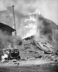 Bombing of Helsinki by the Russians, World War 2, c1940. Artist: Unknown