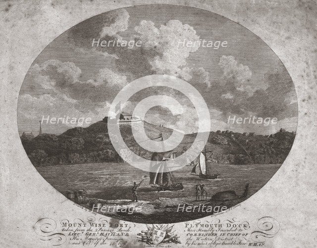 'Mount Wise Fort, Plymouth Dock.', 1780. Artist: Benjamin Thomas Pouncy.