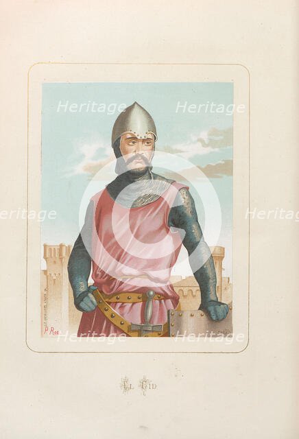 El Cid (Rodrigo Díaz de Vivar). From: Hombres y mujeres ce?lebres de todos los tiempos..., 1875-1877 Creator: Anonymous.
