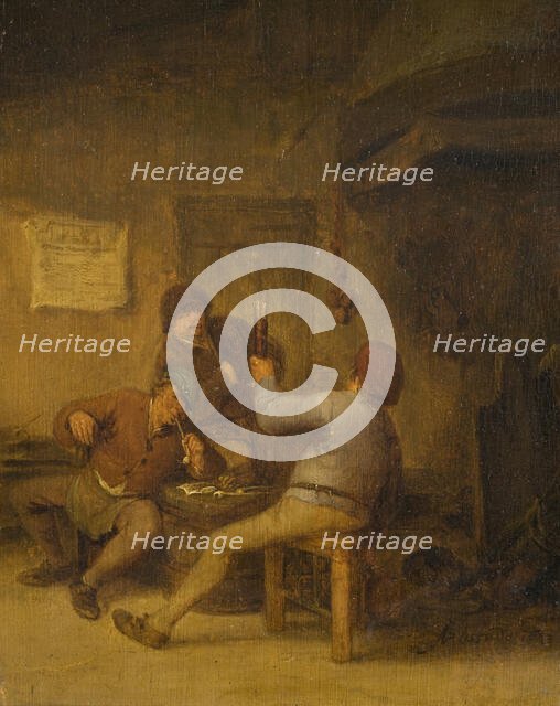 Peasants Drinking and Smoking, 1643. Creator: Adriaen van Ostade.