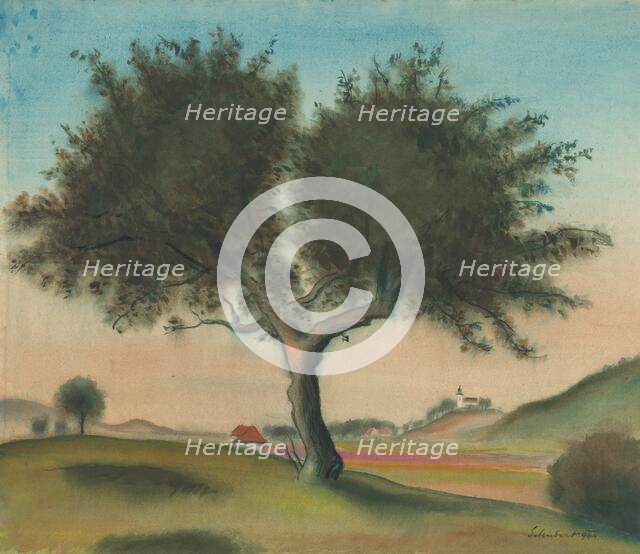 Landscape with a tree, 1944. Creator: Július Schubert.
