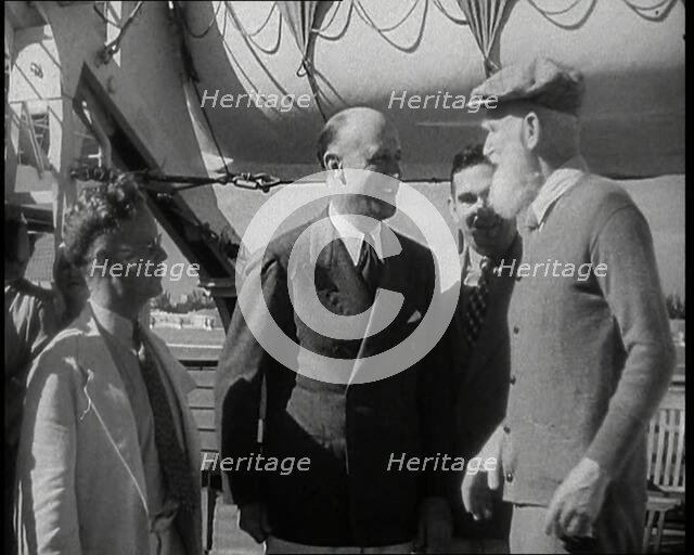 George Bernard Talking to Some Men, 1930s. Creator: British Pathe Ltd.