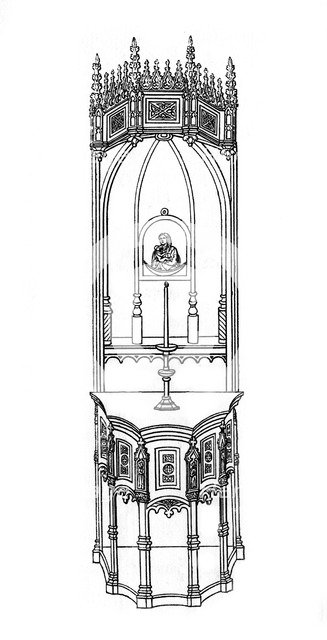 Altar, c15th century?, (1843).Artist: Henry Shaw