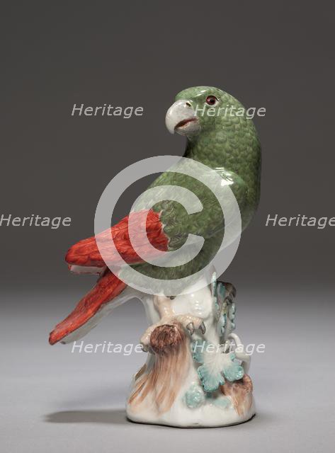 Candelabrum with Parrot (Parrot), c. 1740. Creator: Meissen Porcelain Factory (German); Johann Joachim Kändler (German, 1706-1768).