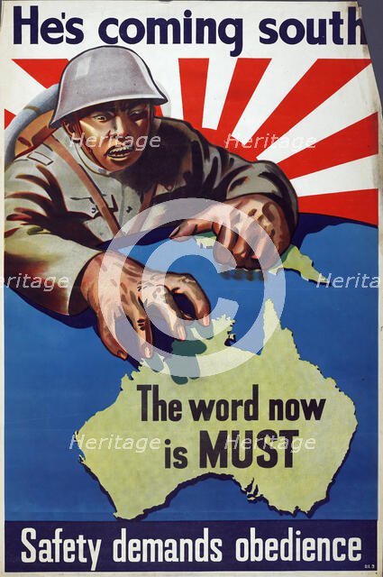 Poster, 'He's Coming South', 1942. Creator: Department of Information.