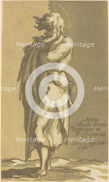 Male Saint Standing, with Folded Arms, Facing to the Left, 1781. Creator: John Skippe.