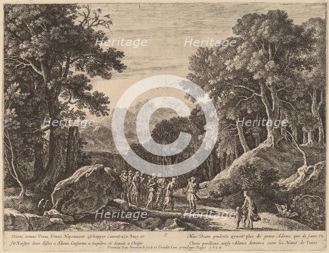 Venus Offering Diana a Choice between Cupid and Adonis. Creator: Herman van Swanevelt.