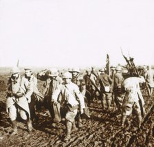 French soldiers with German prisoners, c1914-c1918. Artist: Unknown.