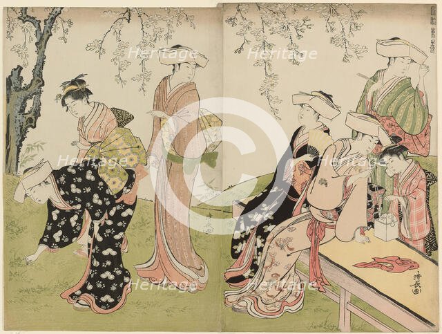 An Outing in Spring, from the series A Brocade of Eastern Manners (Fuzoku azuma no..., c.1783/84. Creator: Torii Kiyonaga.