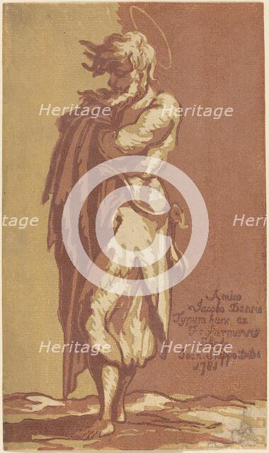 Male Saint Standing, with Folded Arms, Facing to the Left, 1781. Creator: John Skippe.