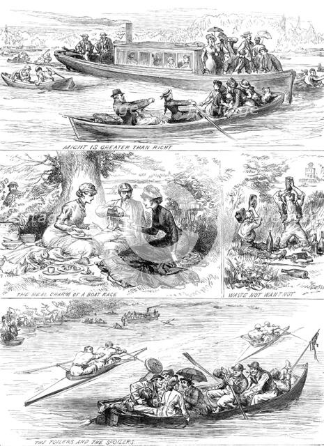 Henley Regatta: sketches on the river, 1880. Creator: Unknown.