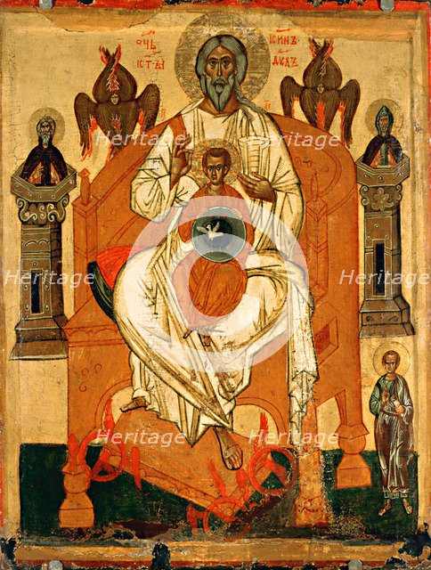 Trinity with the Saints, Early 15th cen.. Artist: Russian icon  