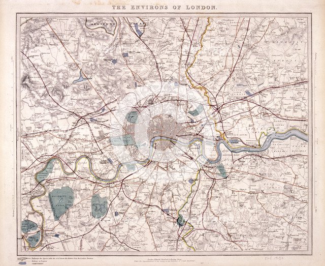 Map of London, c1860. Artist: Benjamin Rees Davies