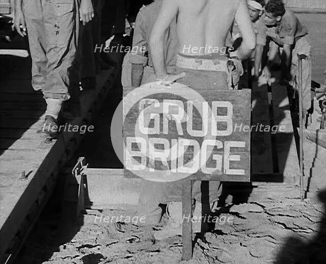 A Sign Reading ‘Grub Bridge’, 1943. Creator: British Pathe Ltd.
