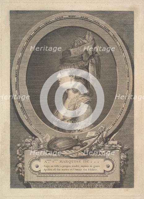 Portrait of Adrienne-Sophie Marquise de ***, 1779. Creator: Augustin de Saint-Aubin.