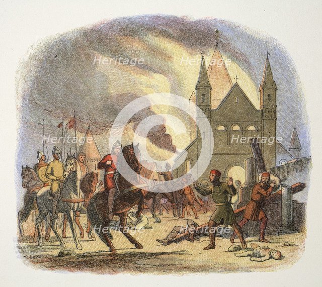 William I receiving a fatal injury at Mantes, France, 1087 (1864).   Artist: James William Edmund Doyle