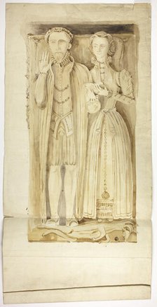 Tudor Tomb Slab with Effigies of Man and Woman, n.d. Creator: Unknown.