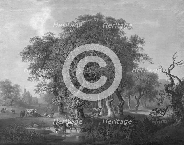 Cattle in a forest, 1817. Creator: Samuel Mygind.