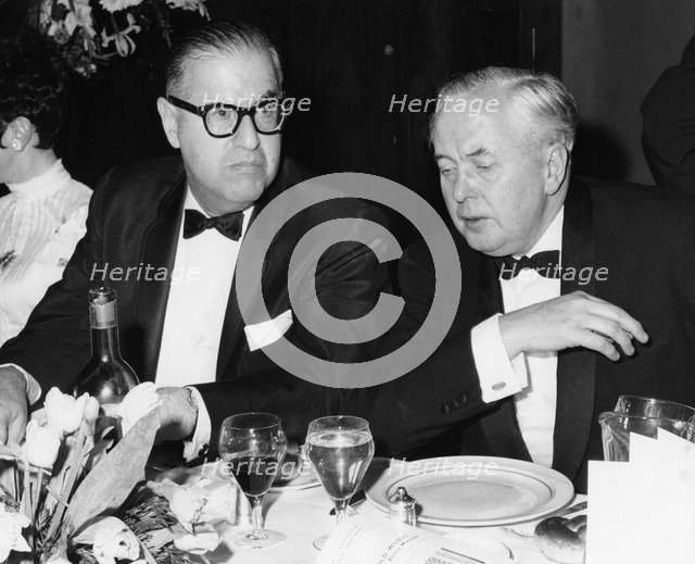 Abba Eban (1915-2002), Israeli Foreign Minister, and Harold Wilson (1916-1995), British PM. Artist: Unknown