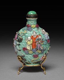 Flattened Ovoid Snuff Bottle with Stopper, 1796-1820. Creator: Unknown.