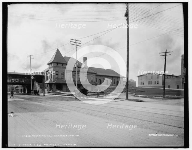Rockford, Ill., C. & N.W. R.R. Chicago and North Western Railway station, between 1880 and 1899. Creator: Unknown.