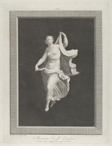 A partly nude bacchante stepping forward and holding ends of her drapery in each ..., ca. 1795-1820. Creators: Vicenzo Feoli, Domenico del Frate.