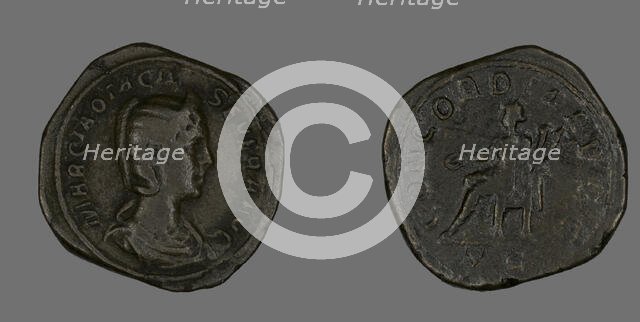 Sestertius (Coin) Portraying Empress Marcia Otacilia Severa, 244-249. Creator: Unknown.
