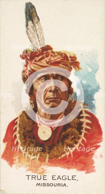 True Eagle, Missouria, from the American Indian Chiefs series (N2) for Allen & Ginter Ciga..., 1888. Creator: Allen & Ginter.