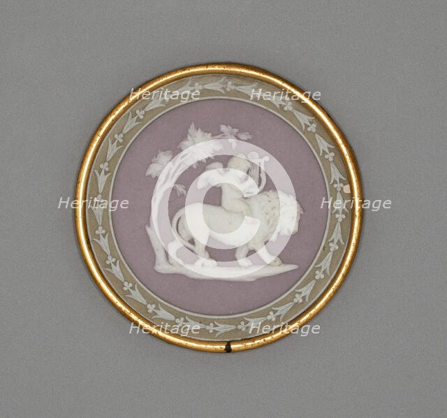 Plaque with Cupid and Lion, Burslem, c. 1780. Creator: Wedgwood.