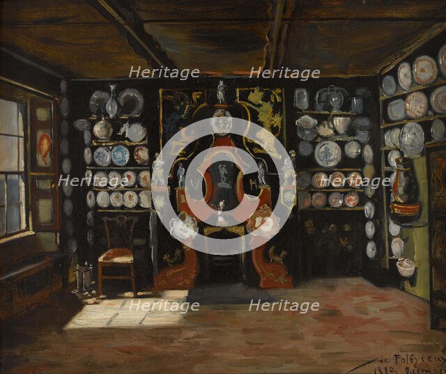 Dining room at Hauteville II, Juliette Drouet's house in Guernsey, 1883. Creator: Edmond de Palezieux.