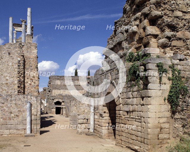 Side entrance to the scene of the Roman Theatre of Merida.