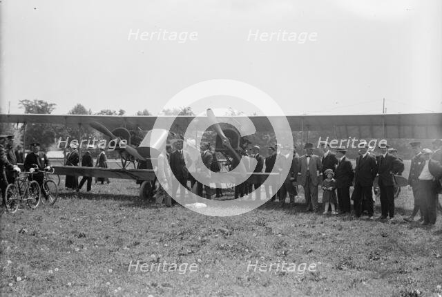 Curtiss Airplane Tests And Demonstrations; Twin Engine Biplane, Potomac Park, 1916. Creator: Harris & Ewing.