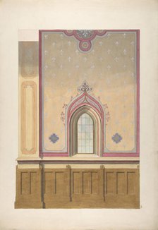 Design for the painted decoration of a wall pierced by an arched window, second half 19th century. Creators: Jules-Edmond-Charles Lachaise, Eugène-Pierre Gourdet.