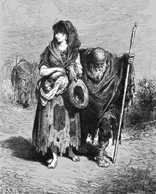 'Andalusian Beggar and Daughter; An Autumn Tour in Andalusia', 1875. Creator: Gustave Doré.