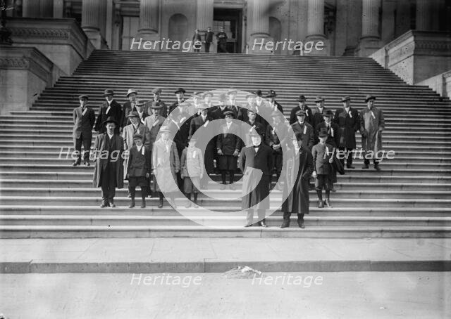 Cotton Growers On Capitol Steps - Congressman Tom Heflin of Alabama, Front Center, 1912. Creator: Harris & Ewing.
