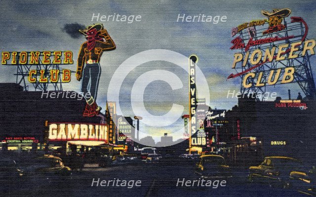 Neon signs of the Pioneer Club, Las Vegas, Nevada, USA, 1951. Artist: Unknown