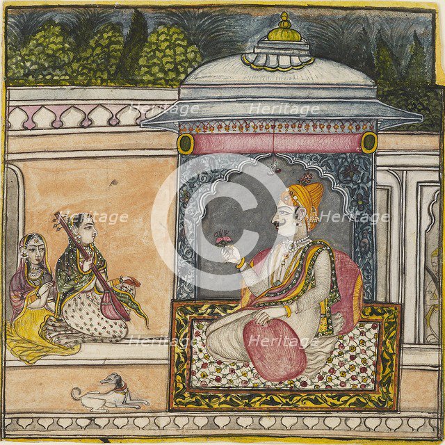 A Raja listening to music on a terrace, c1800. Artist: Svarup Ram.