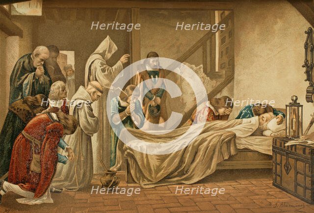 Death of Columbus, 1890.  Creators: Juan Alaminos, Francisco Ortego y Vereda.