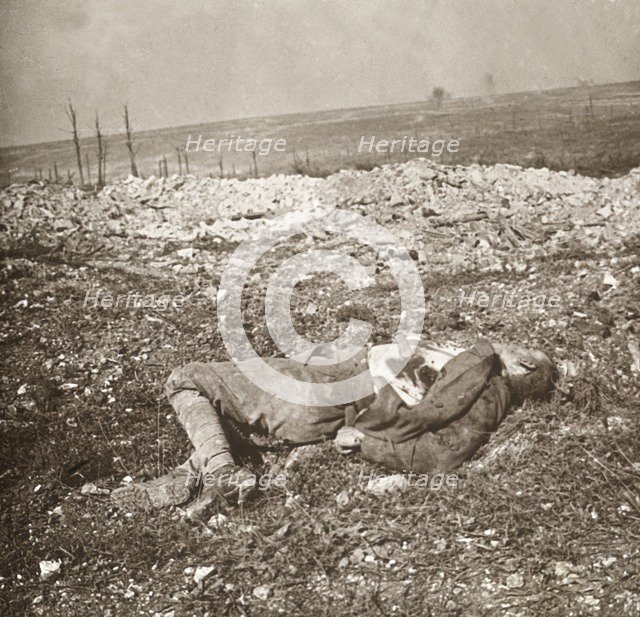 Dead German soldier, Verdun, northern France, c1914-c1918.  Artist: Unknown.