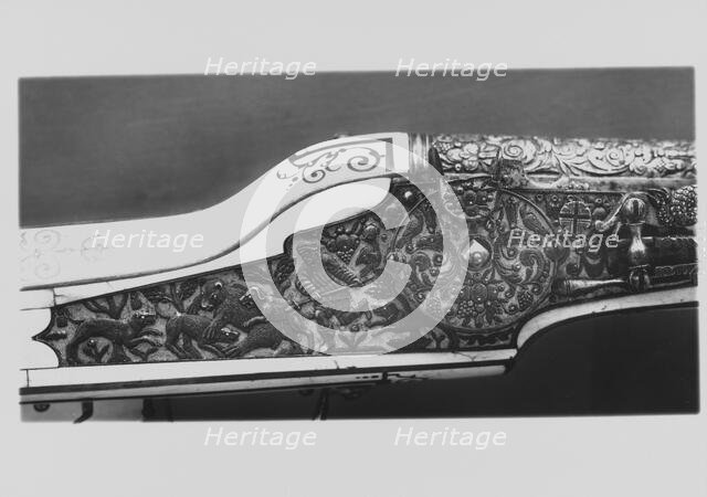Wheellock Rifle, German, Munich, ca. 1610-30. Creators: Daniel Sadeler, Hieronymus Borstorffer.