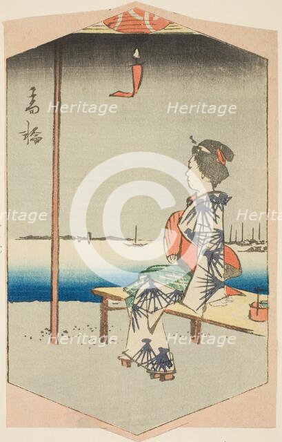 Takanawa, section of a sheet from the series "Cutout Pictures of Famous Places...", 1857. Creator: Ando Hiroshige.