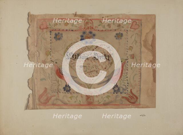 Unframed Birth Certificate, c. 1940. Creator: Edward White.