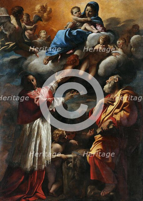 Madonna and Child with Saint Charles Borromeo and Saint Bartholomew, 1616-1617. Creator: Lanfranco, Giovanni (1582-1647).